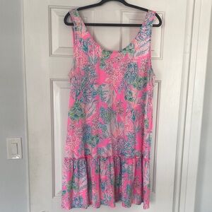 Lilly Pulitzer Pink Multicolor Floral Neckline Dress